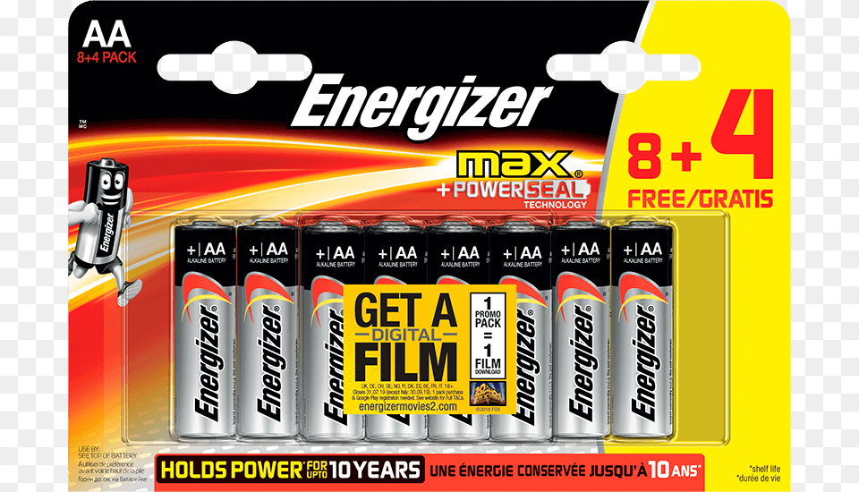 4 Max Aa Energizer Alkaline Battery Aa 15 V Max 12 Promotional, Can, Tin Free Transparent Png