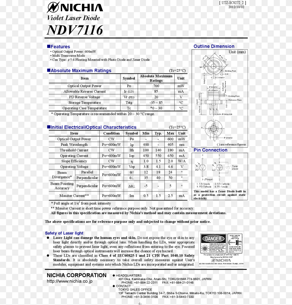 405nm Blue Laser 405 Nm Laser Diode Datasheet, Page, Text Png Image