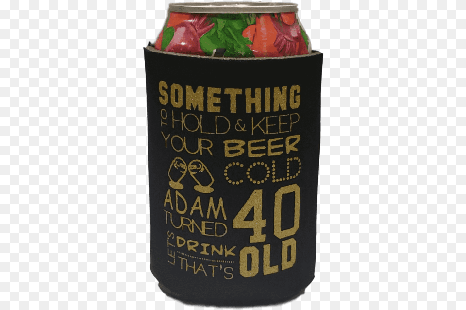 40th Birthday Can Coolie Beer Bottle, Tin, Alcohol, Beverage Png Image