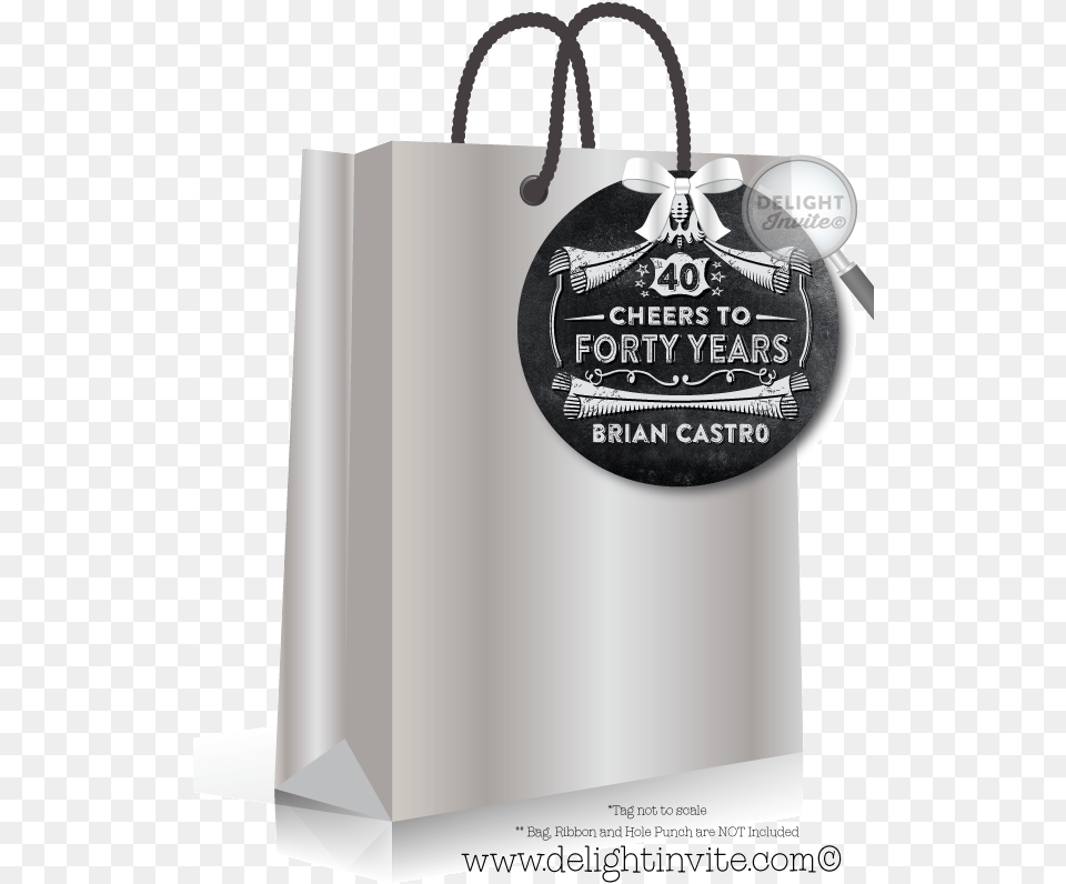 40th Birthday Favor Tag Birthday, Bag, Shopping Bag, Tote Bag Free Png