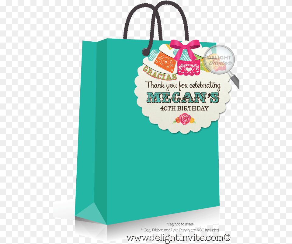 40th Birthday Mexican Fiesta Favor Tags Build A Bear Thank You Cards, Bag, Shopping Bag, Accessories, Handbag Png Image