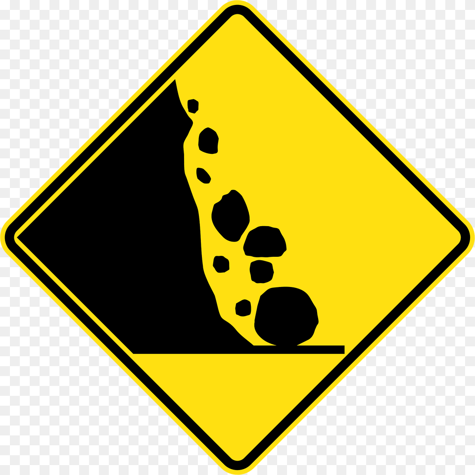 42 Falling Rocks Left Clipart, Sign, Symbol, Road Sign Png Image