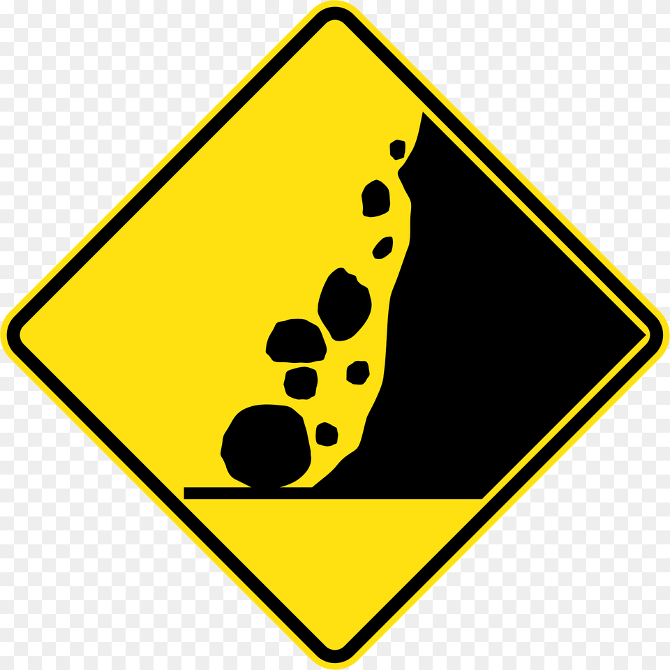 42 Falling Rocks Right Clipart, Sign, Symbol, Road Sign, Face Free Png