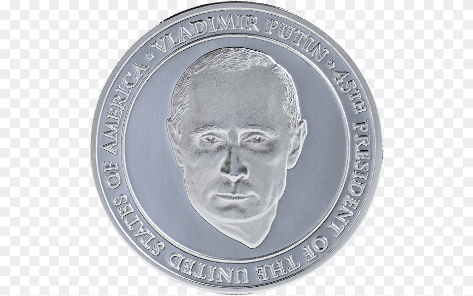 45th President Of The Us Vladimir Putin Coin Vladimir Putin, Adult, Face, Head, Male Free Transparent Png