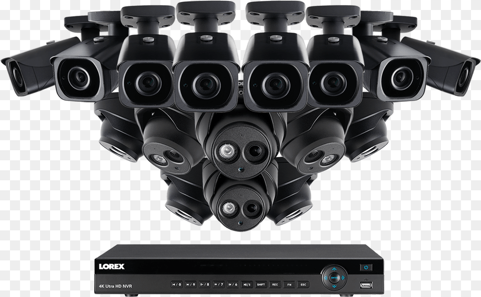 4k Ultra Hd Ip Nvr System With 16 Outdoor 4k 8mp Ip Firearm, Camera, Electronics, Engine, Machine Png