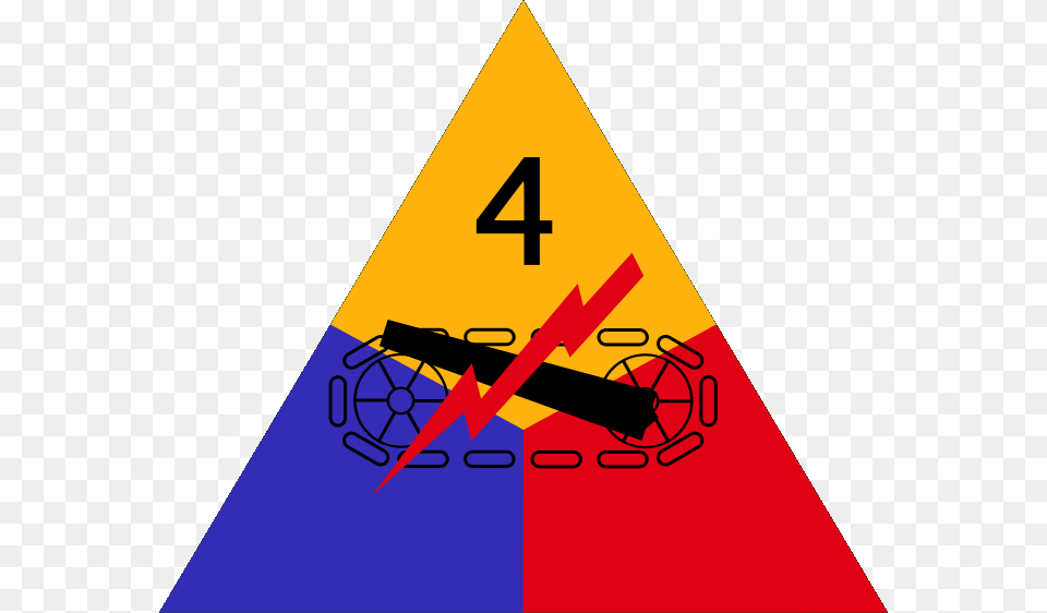 4th Armored Division 4th Armored Division Insignia, Triangle, Sign, Symbol, Road Sign Png Image