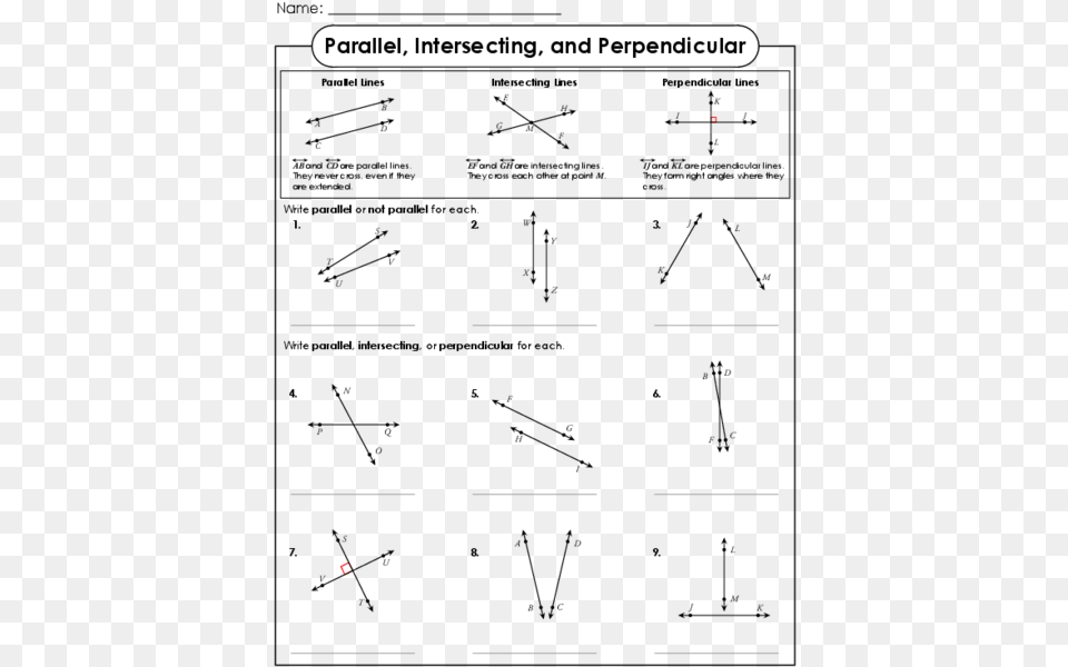 4th Grade Parallel Intersecting And Perpendicular Lines, Text, Page Free Png