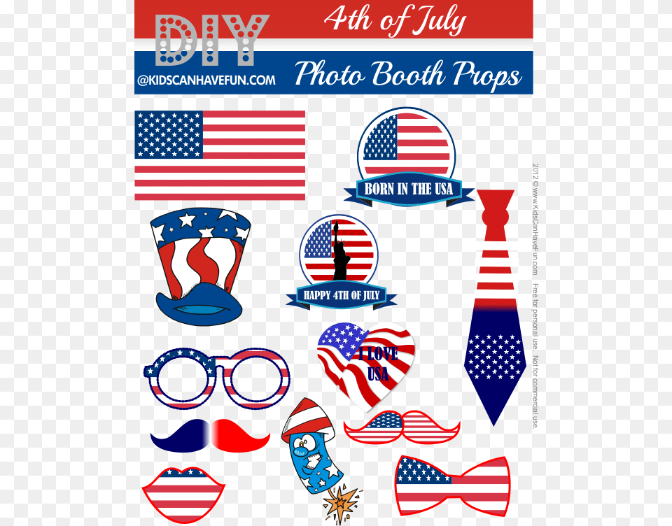 4th Of July Photo Booth Props 4th Of July Diy Photo Props, American Flag, Flag, Accessories, Formal Wear Png Image