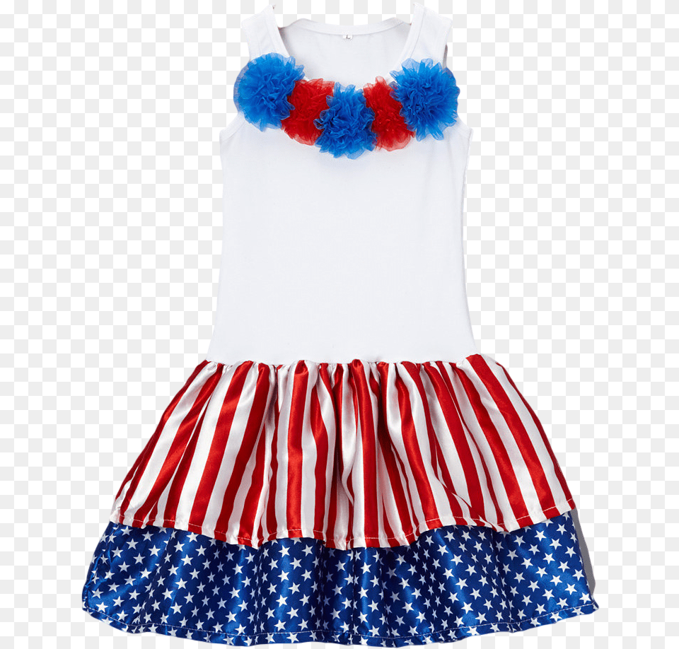 4th Of July White Flag Rosette Dress Day Dress, Clothing, Skirt, Child, Female Png Image