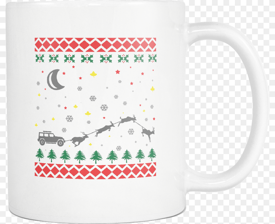 4x4 Jeep Wrangler Off Road Ugly Christmas Sweater White Coffee Cup, Car, Transportation, Vehicle, Beverage Free Png Download