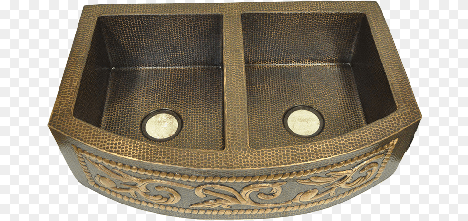5050 Split Copper Sink With Copper Scroll Design Copper, Bronze, Double Sink Free Png