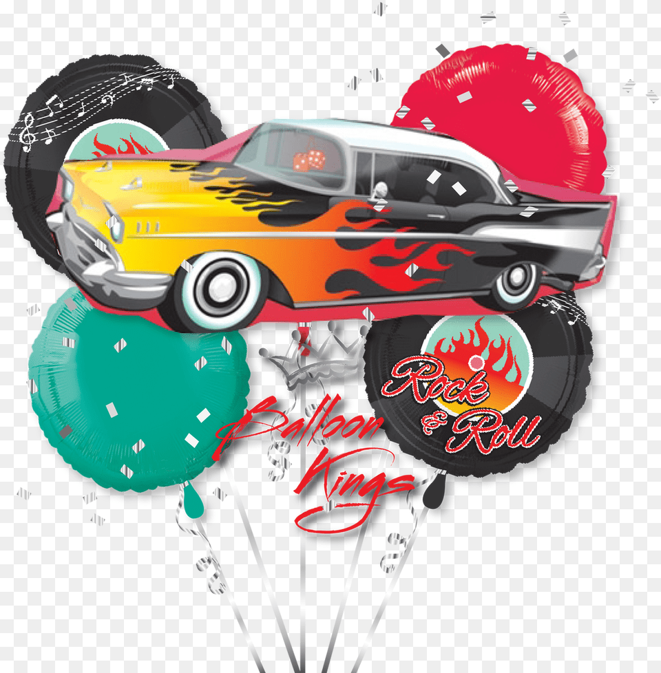 50s Rock And Roll Bouquet, Car, Vehicle, Transportation, Balloon Png Image