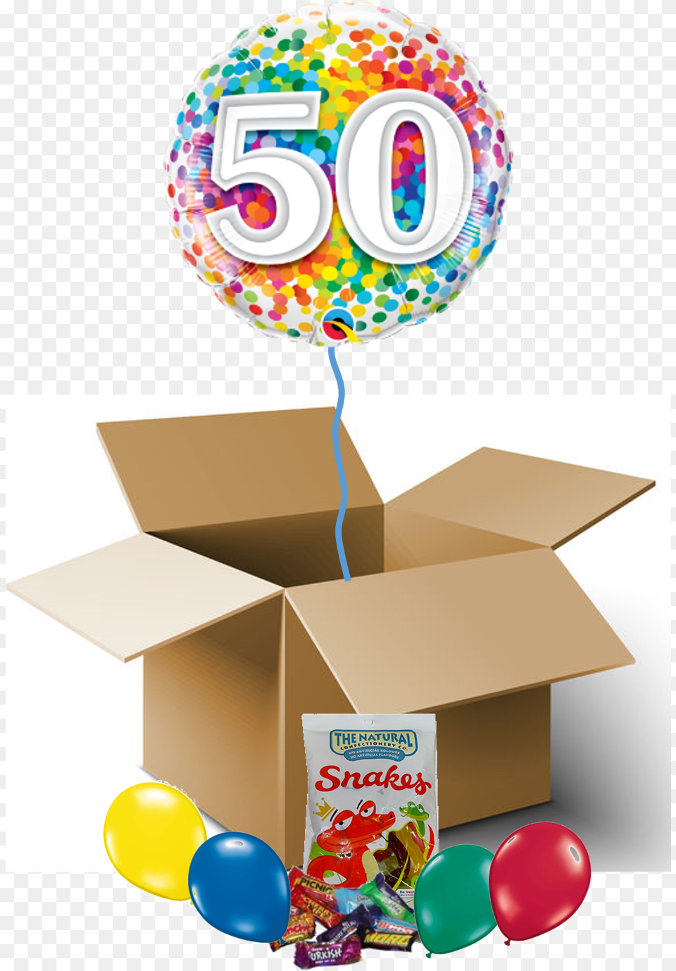50th Birthday Balloon In A Box 50 Balloon, Sphere, Cardboard, Carton Free Transparent Png