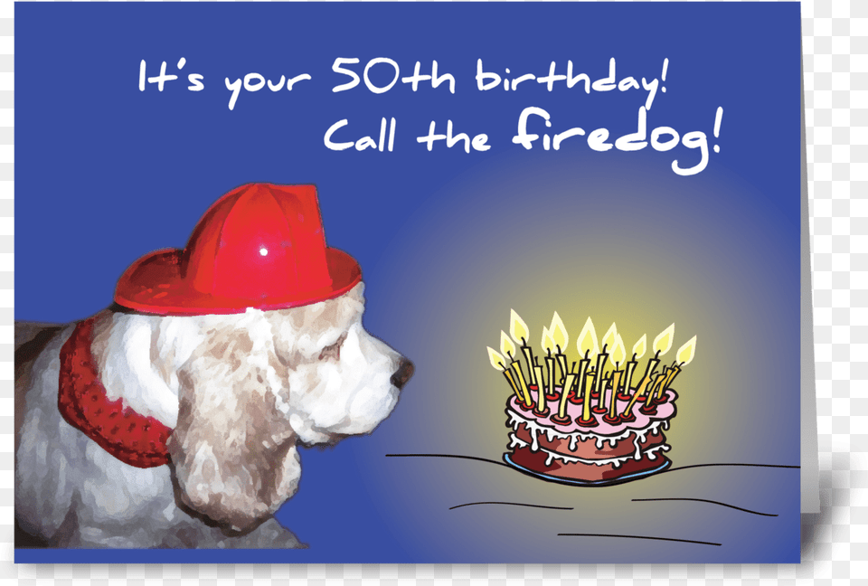 50th Birthday Firedog Dog Catches Something, Clothing, Hat, Advertisement, Animal Png Image