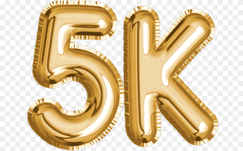 5k Gold Foil Balloon Diecut Sticker 1k Gold Balloon, Number, Symbol, Text, Smoke Pipe Free Png Download