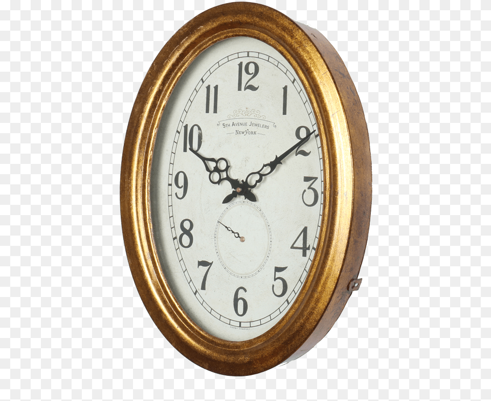 5th Avenue Clock Gold Wall Clock Side View, Wall Clock, Analog Clock Png Image