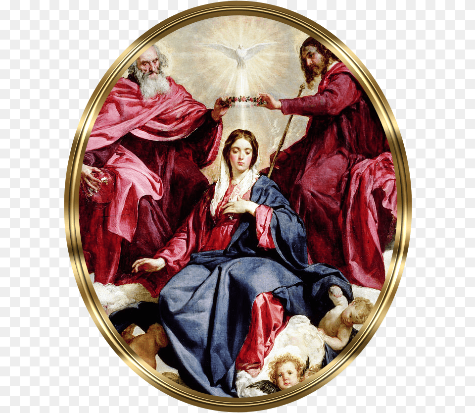 5th Glorious Mystery Coronation Of The Virgin Painting By Diego Velazquez, Art, Photography, Adult, Wedding Free Png