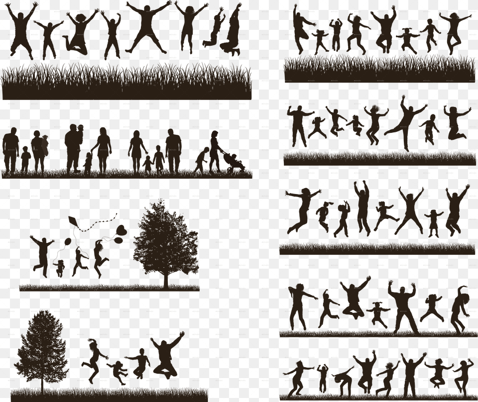 6 Active Families Silhouette, Text, Person Free Transparent Png