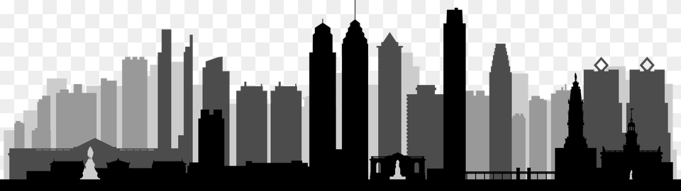 Philadelphia Skyline Silhouette, City, Urban, Architecture, Building Png Image