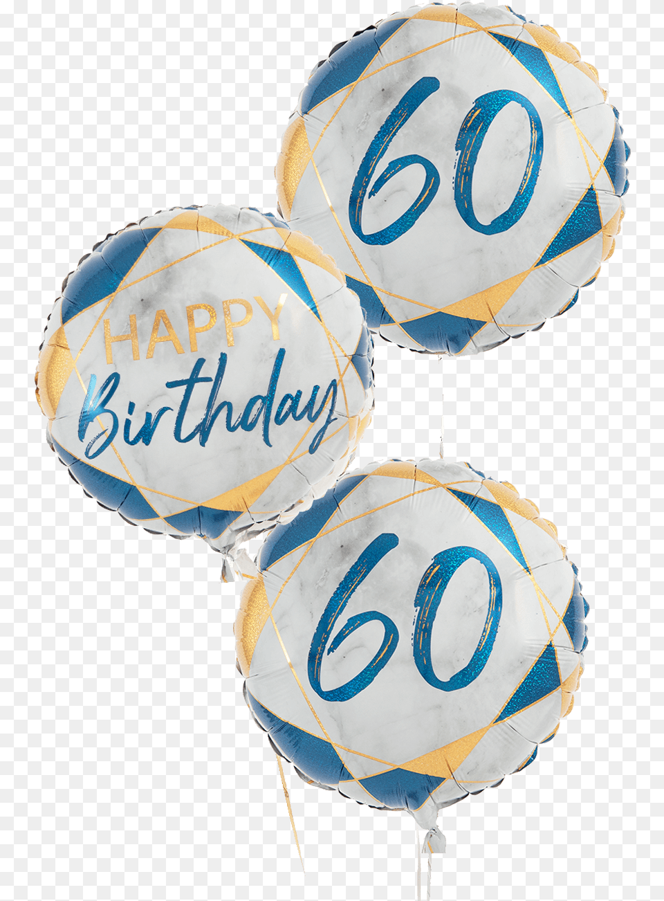 60th Birthday Navy Amp Gold Foil Balloon Bouquet 3 X Balloon Free Transparent Png