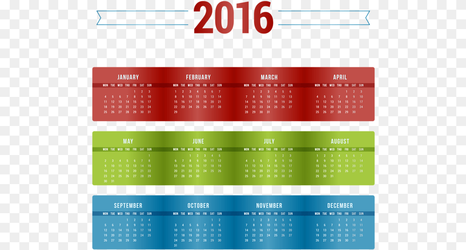 2016 Calendar, Text Free Png Download
