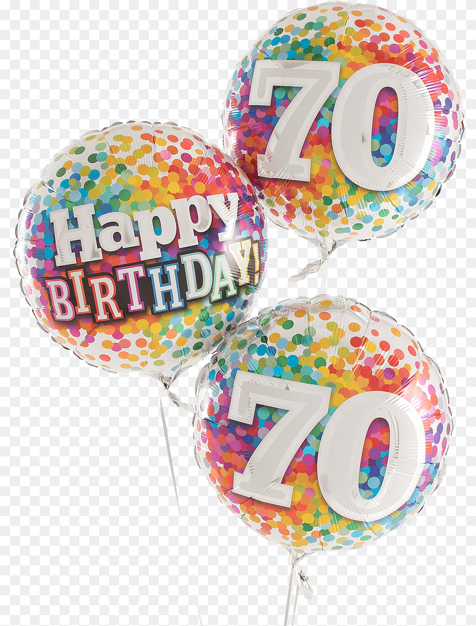 70th Birthday Rainbow Helium Filled Balloon Bouquet Free 70th Birthday Balloons, Number, Symbol, Text Png Image