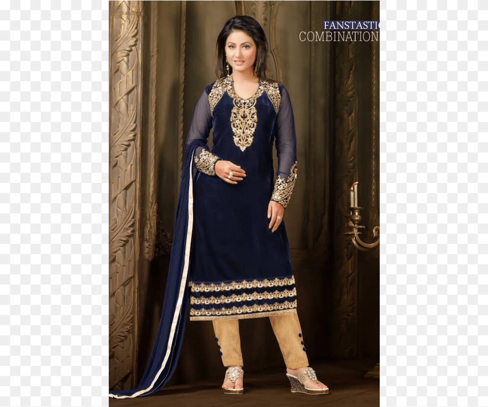 Navy Blue Straight Velvet Salwar Kameez Suit Velvet Ladies Suits Designs, Adult, Clothing, Dress, Female Free Png Download