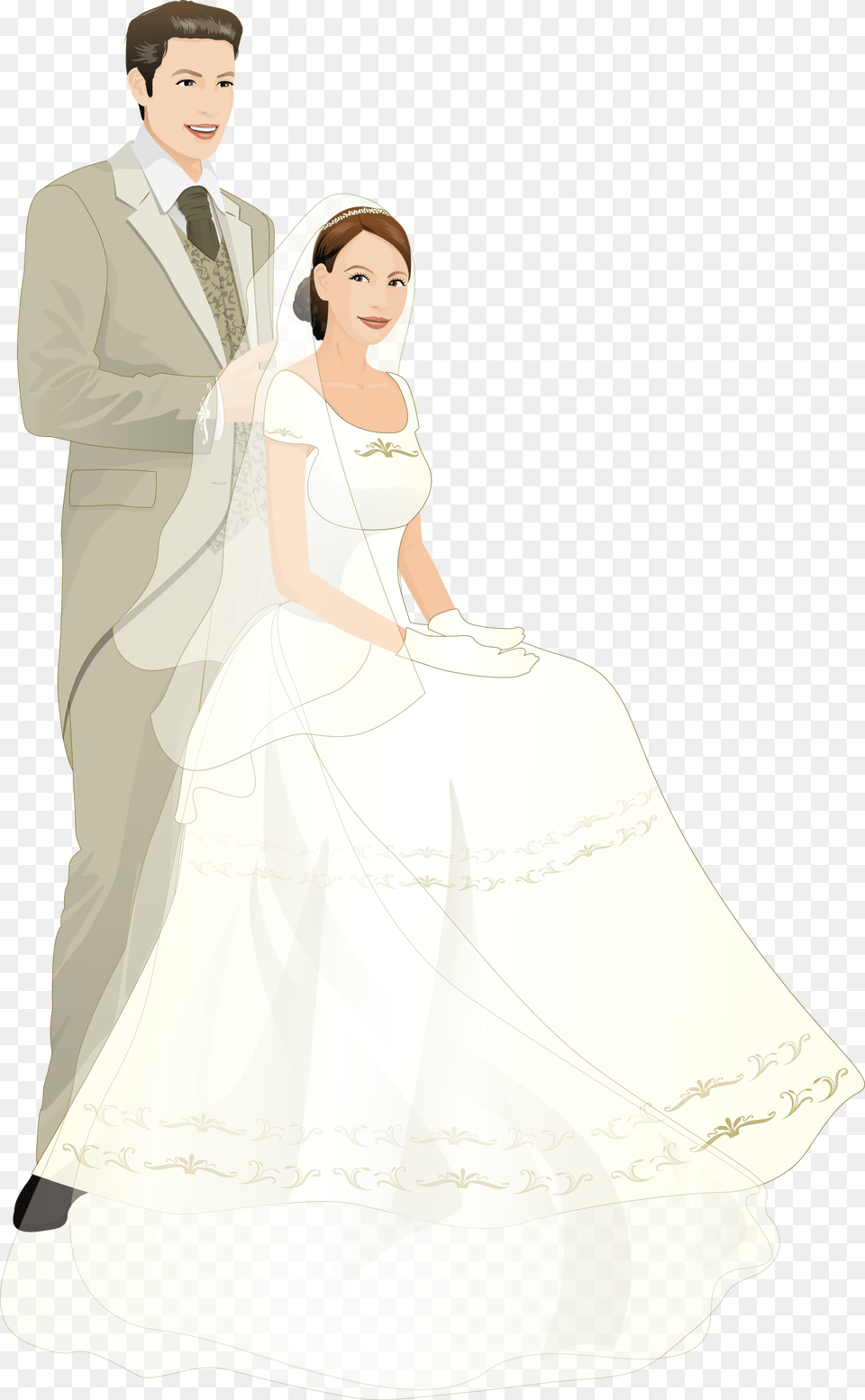 Orig Clipart Wedding Illustration Weadding Cartoon, Gown, Wedding Gown, Clothing, Dress Free Png Download