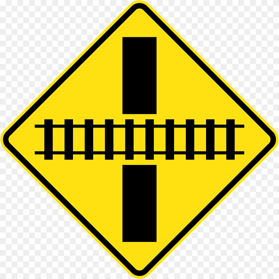 8 Railway Level Crossing On Road Ahead Clipart, Sign, Symbol, Road Sign Png