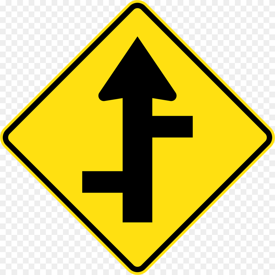 8 Staggered Side Road Intersection First From Left Clipart, Sign, Symbol, Road Sign Free Png Download
