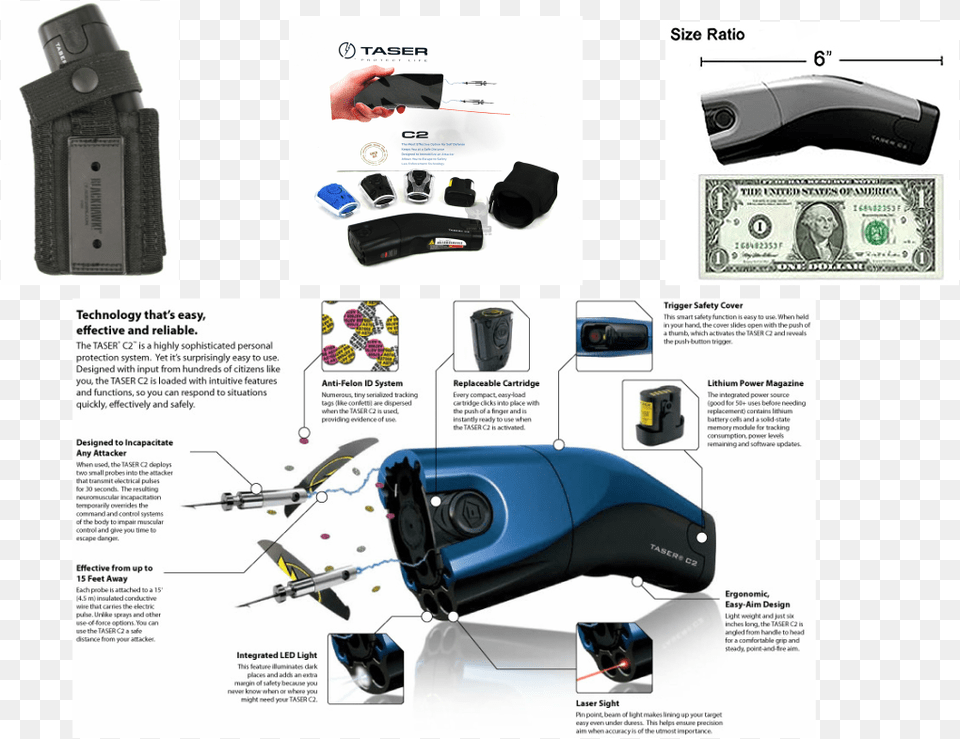 Taser, Weapon, Firearm, Gun, Handgun Png Image