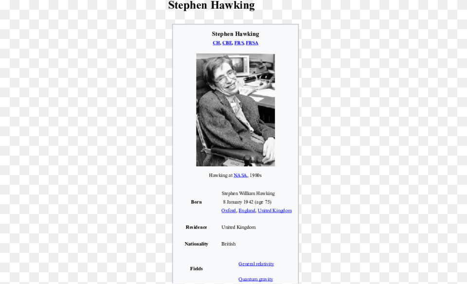 Stephen Hawking, Page, Text, Woman, Person Png