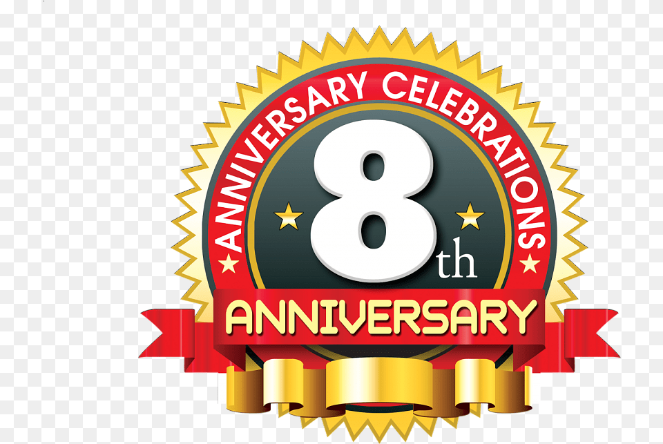 8th Anniversary U0026 Ribbon Cutting Celebration 4th Anniversary Celebration, Symbol, Advertisement, Text, Number Png Image