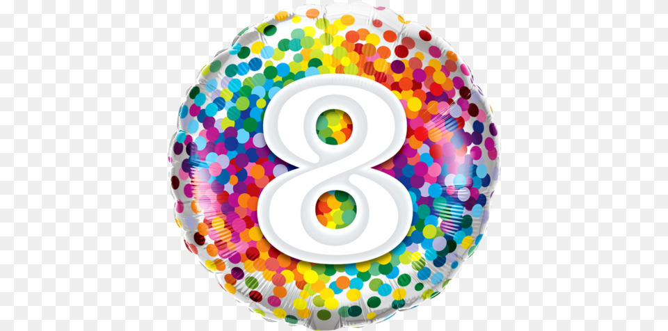 8th Rainbow Confetti Foil Balloon 7th Birthday Balloons, Birthday Cake, Cake, Cream, Dessert Free Png Download