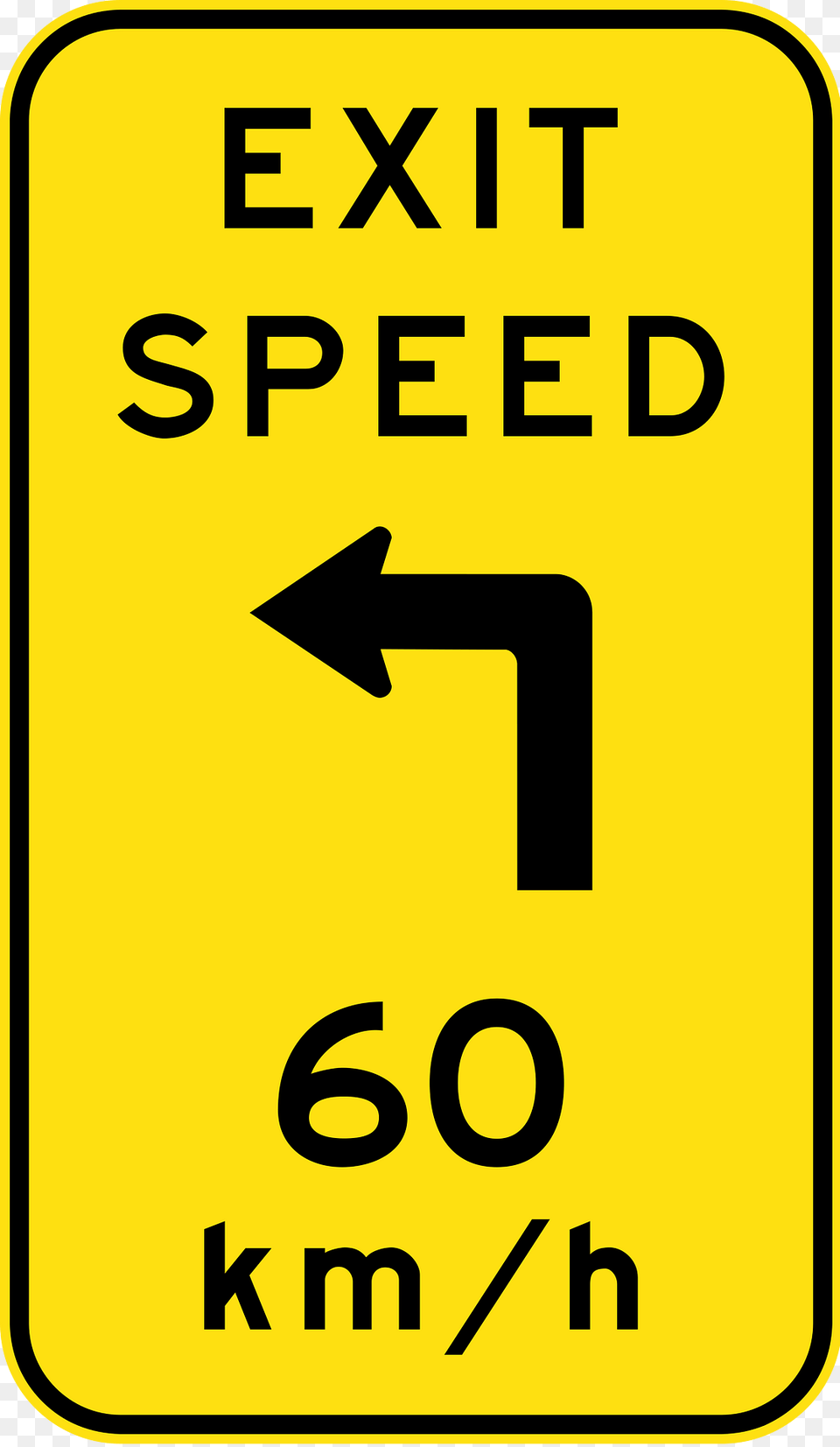 9 3 Exit Advisory Speed With Turn To Left Clipart, Sign, Symbol, Road Sign Png