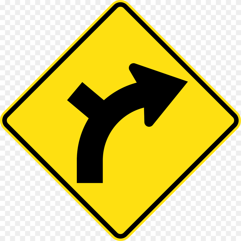9 Side Road Intersection From Left On A Curve On Right Clipart, Sign, Symbol, Road Sign Free Png