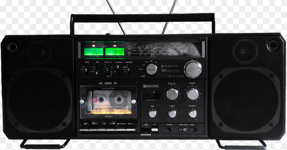 90s Boombox, Electronics, Speaker, Cassette Player, Tape Player Png Image