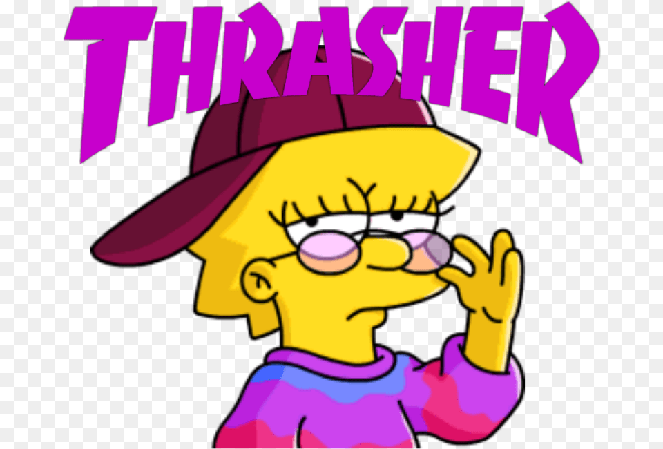 90s Cool And Edgy Transparent Hippie Lisa Simpson, Purple, Baby, Person, Face Png Image