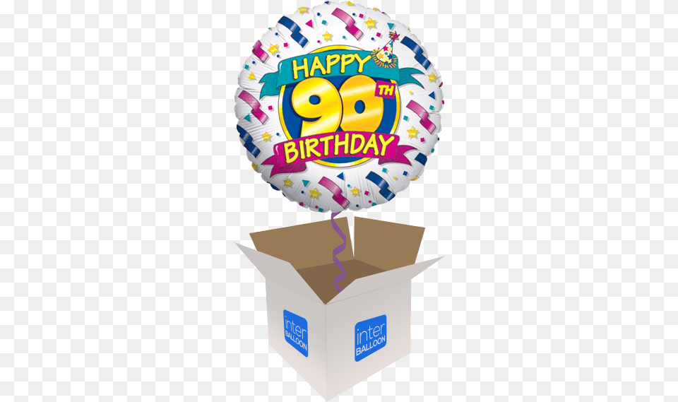 90th Birthday Celebration Happy 17th Birthday Balloon, Box, Diaper, Cardboard, Carton Png Image