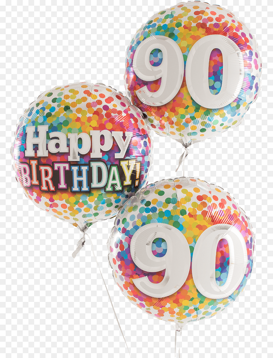 90th Birthday Rainbow Helium Filled Balloon Bouquet Transparent 70th Birthday Balloons, Text Free Png