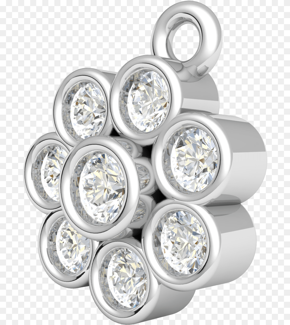 9carat Brilliant Cut Round Diamond Casual Cluster Locket, Accessories, Silver, Platinum, Jewelry Png Image