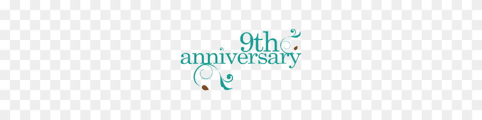 9th Anniversary, Turquoise, Text Free Png