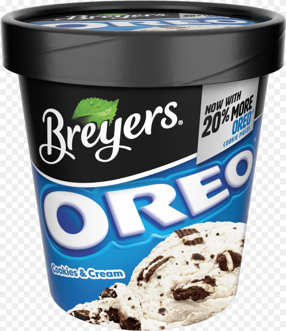 A 16 Ounce Tub Of Breyers Oreo Front Of Pack Breyers Original Ice Cream Natural Vanilla 16 Oz, Dessert, Food, Ice Cream, Yogurt Free Png