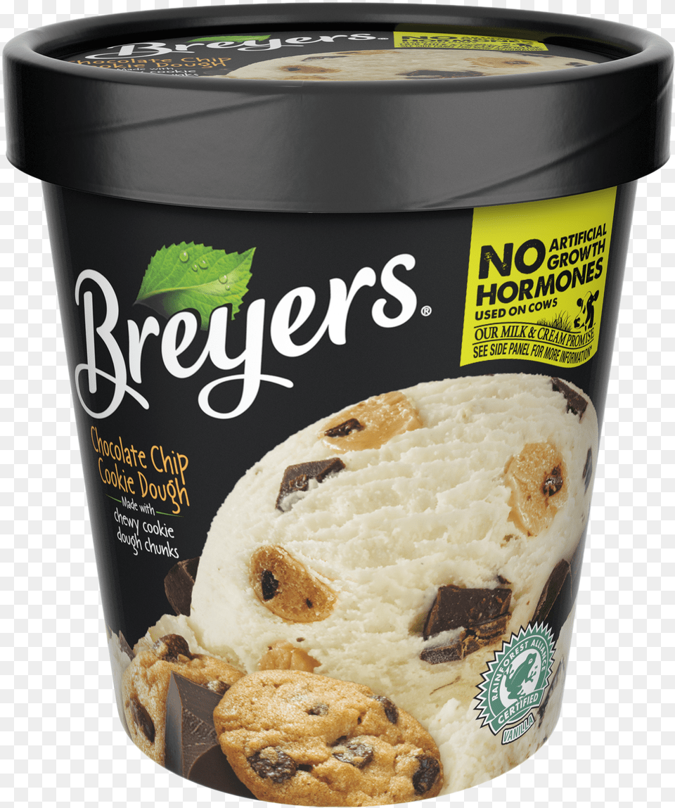 A 48 Ounce Tub Of Breyers Chocolate Chip Cookie Dough Breyers Delights Creamy Chocolate, Text, Car, Transportation, Vehicle Png