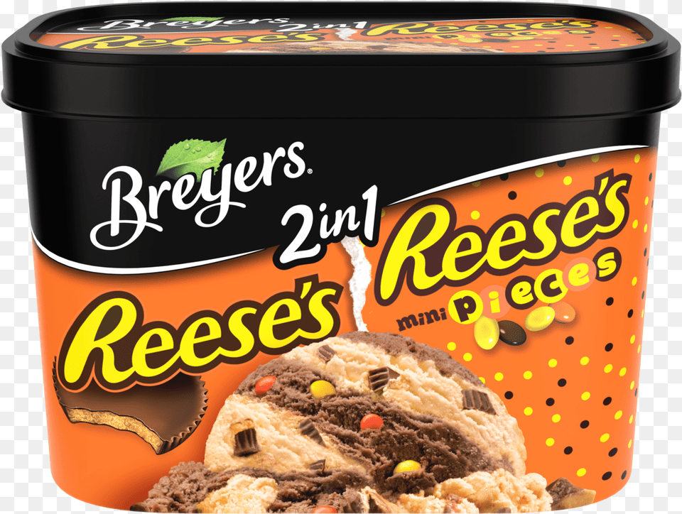 A 48 Ounce Tub Of Breyers Reese S Amp Reese S Pieces, Cream, Dessert, Food, Ice Cream Png Image