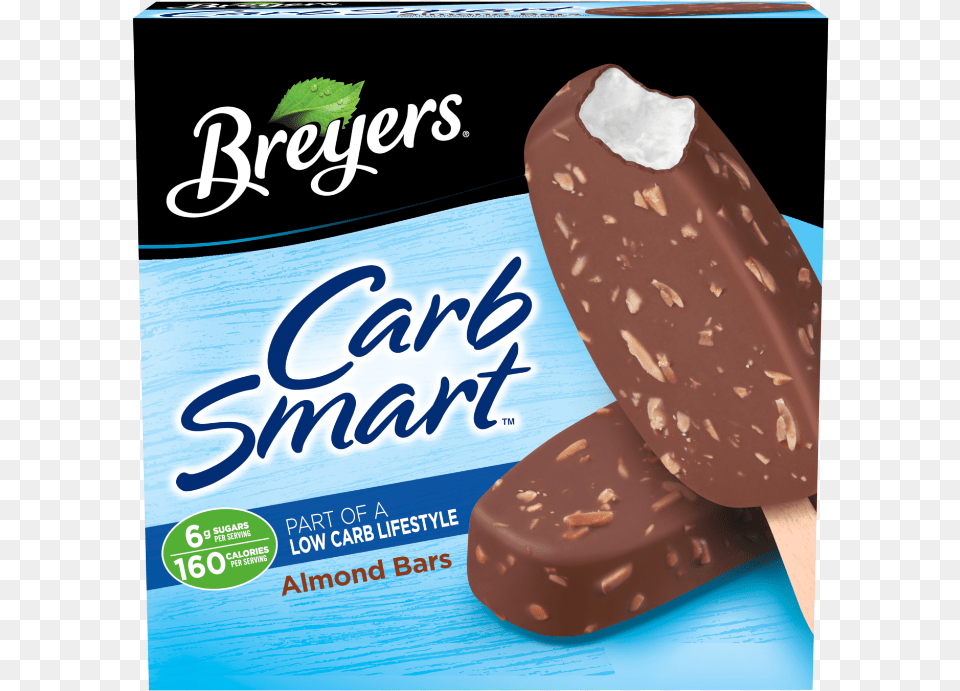 A 6 Pack Carton Of Breyers Carbsmart Almond Bar Front Breyers Carb Smart Almond Bars, Cream, Dessert, Food, Ice Cream Png