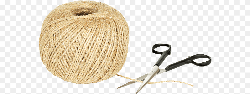 A Ball Of Beige Yarn And A Pair Of Scissors With Black Yarn Png