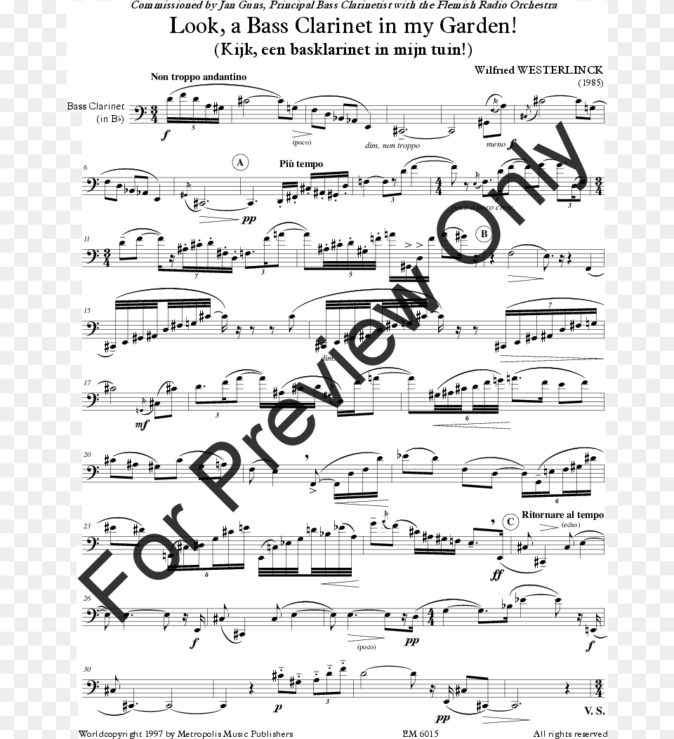 A Bass Clarinet In My Garden Thumbnail Primal Sean O Loughlin Flute, Machine, Wheel, Sheet Music Png