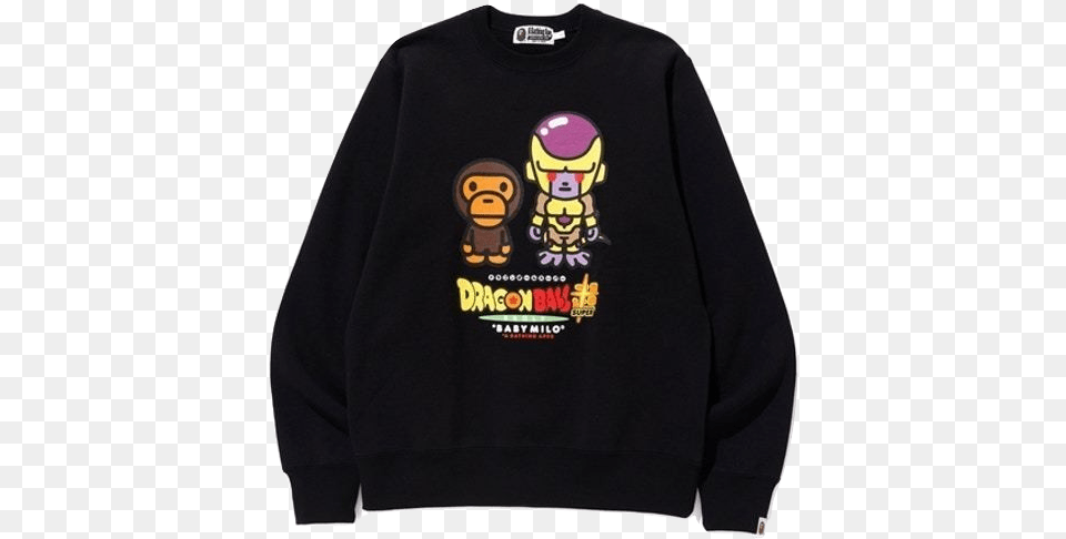 A Bathing Ape X Dragonball Super Golden Frieza Crewneck Black Bape X Dragon Ball Super, Clothing, Hoodie, Knitwear, Sweater Png Image