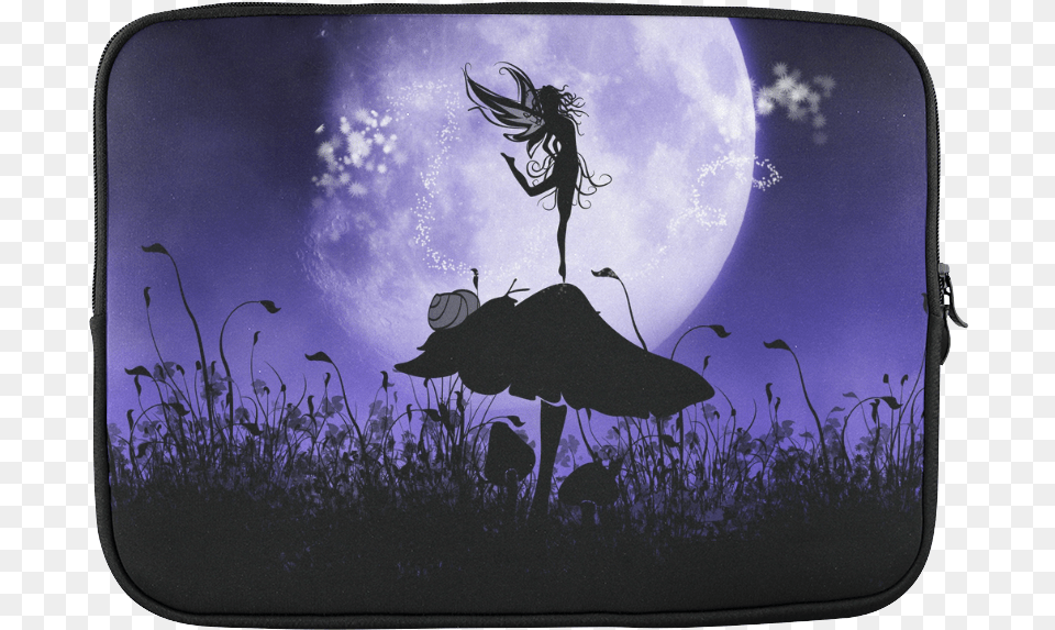 A Beautiful Fairy Dancing On A Mushroom Silhouette, Outdoors, Night, Nature, Moon Free Png